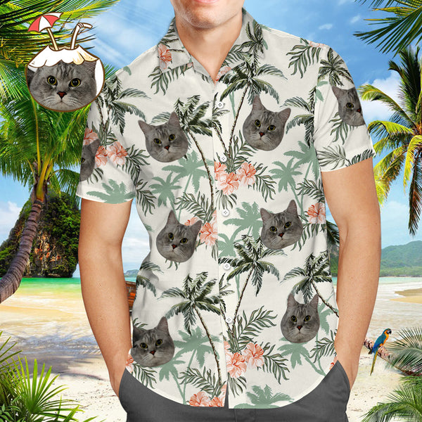 Custom Hawaiian Shirt with Pet Face Vintage Hawaiian Beach Shirts Gifts for Pet Owner Gifts for Pet Lover