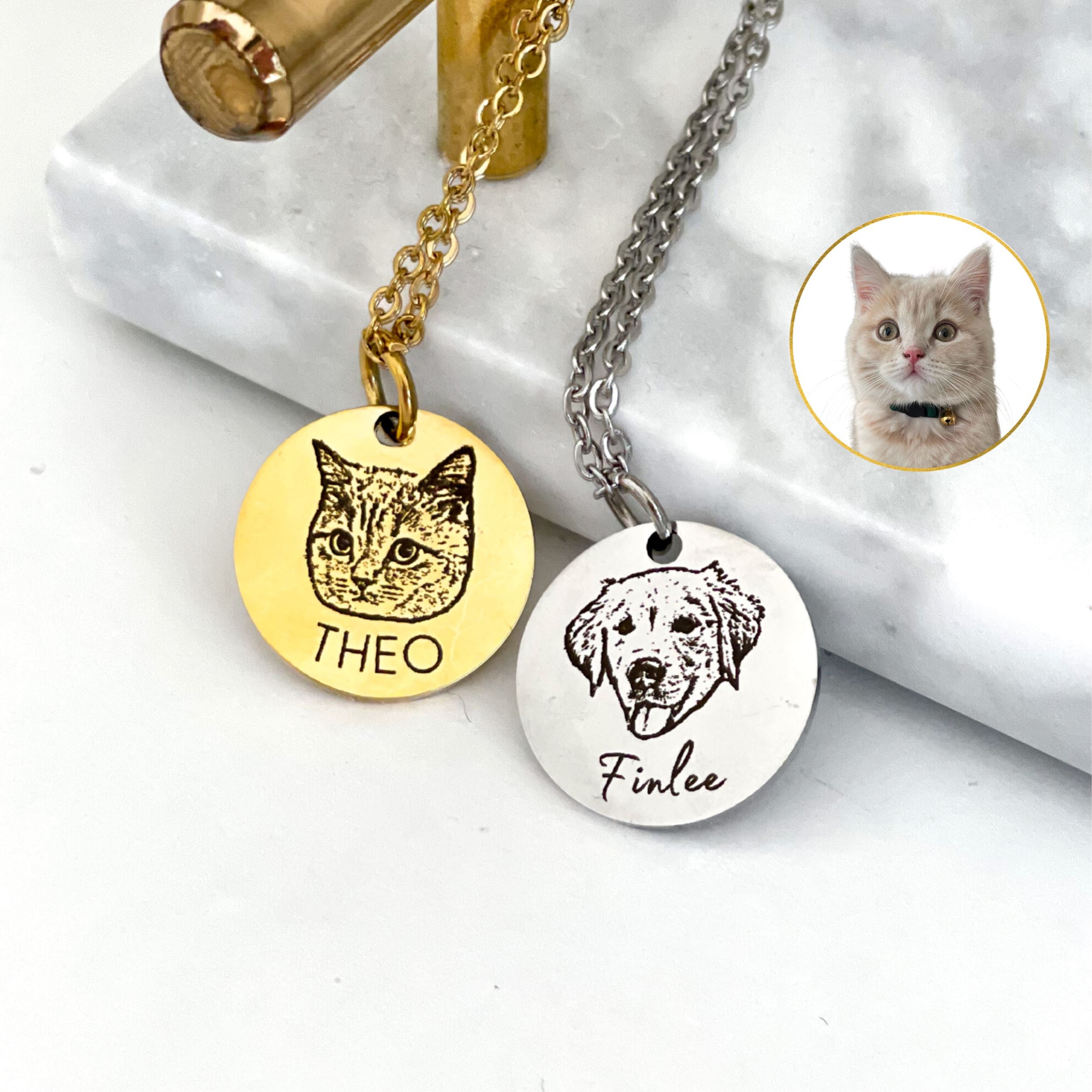 Custom Pet Necklace Using Pet Photo + Name