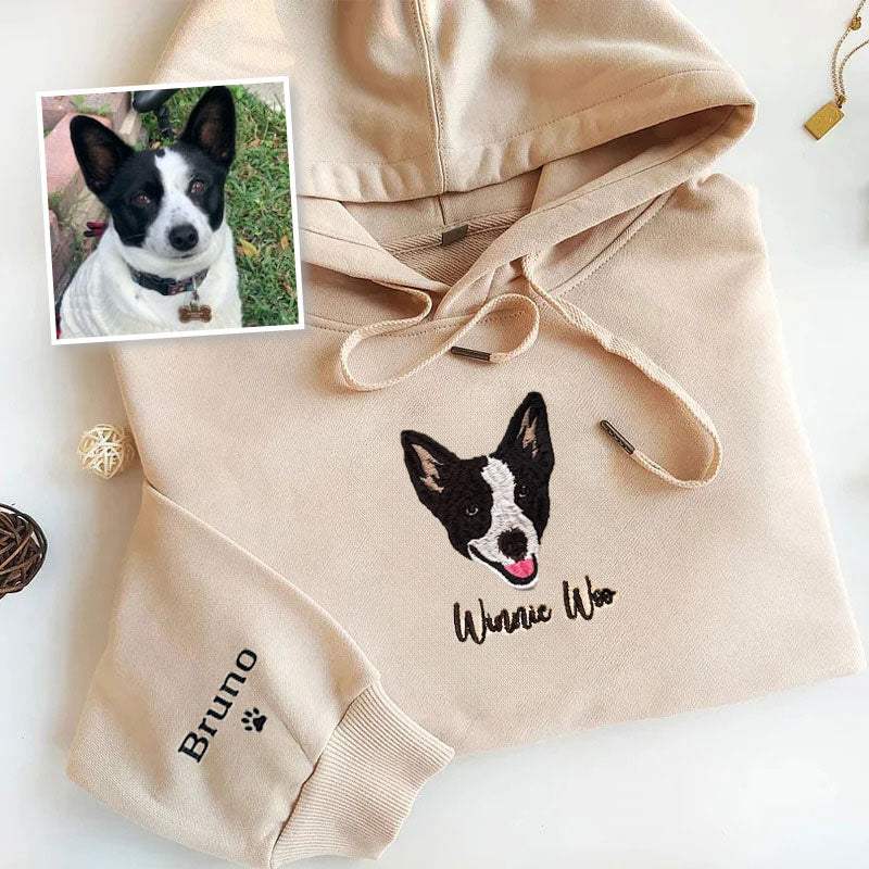 Custom Embroidered Pet Sweatshirt, Personalized with Your Pet’s Photo Embroidery Hoodie