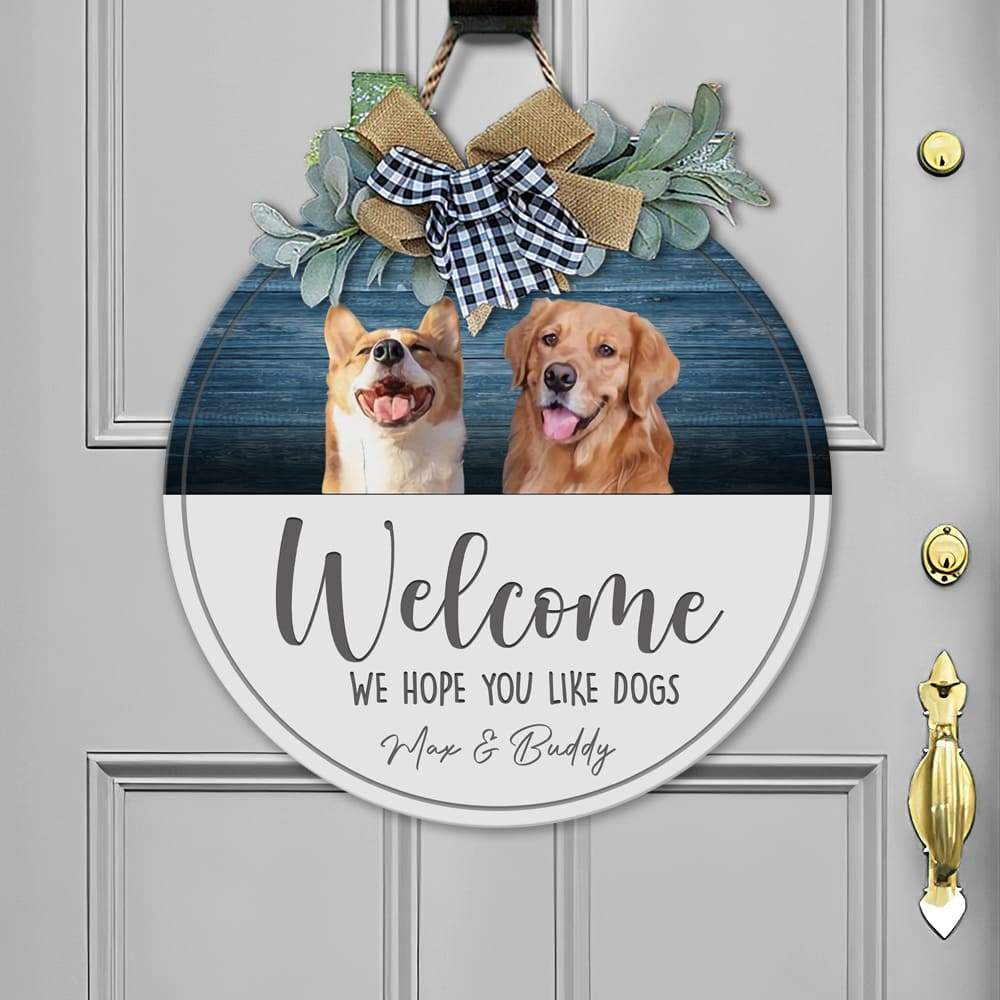 Hope you like Big Dog Wooden Door Sign With Wreath Personalized Pet Welcome Sign