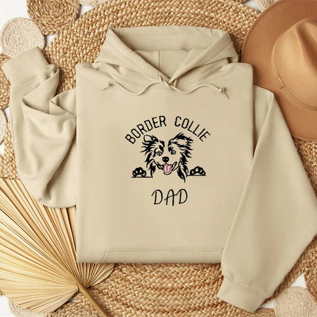 Pet Dad Embroidered Hoodie, Personalized Hoodie with Pet Name