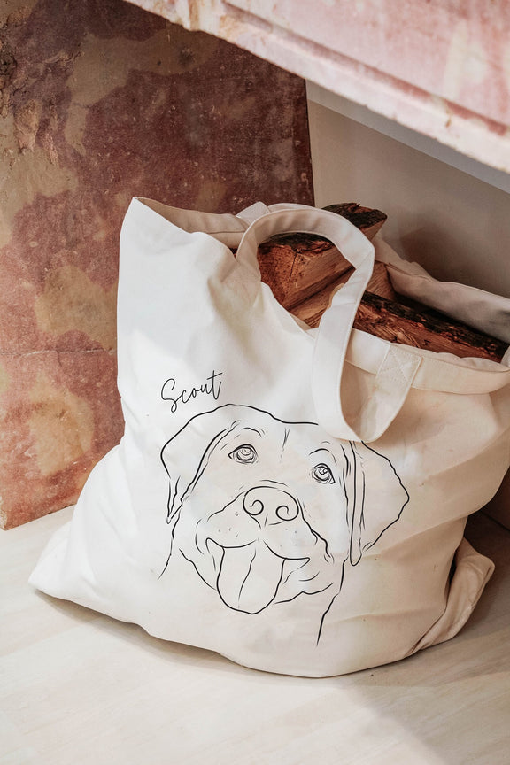 Custom Embroidered Pet Portrait Tote Bag