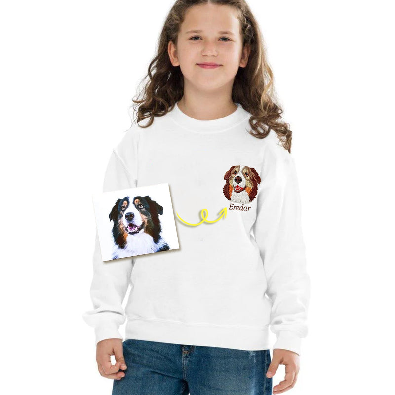 Personalized Pet Portrait Embroidered Sweatshirt Hoodie T-shirt For Kids Youth