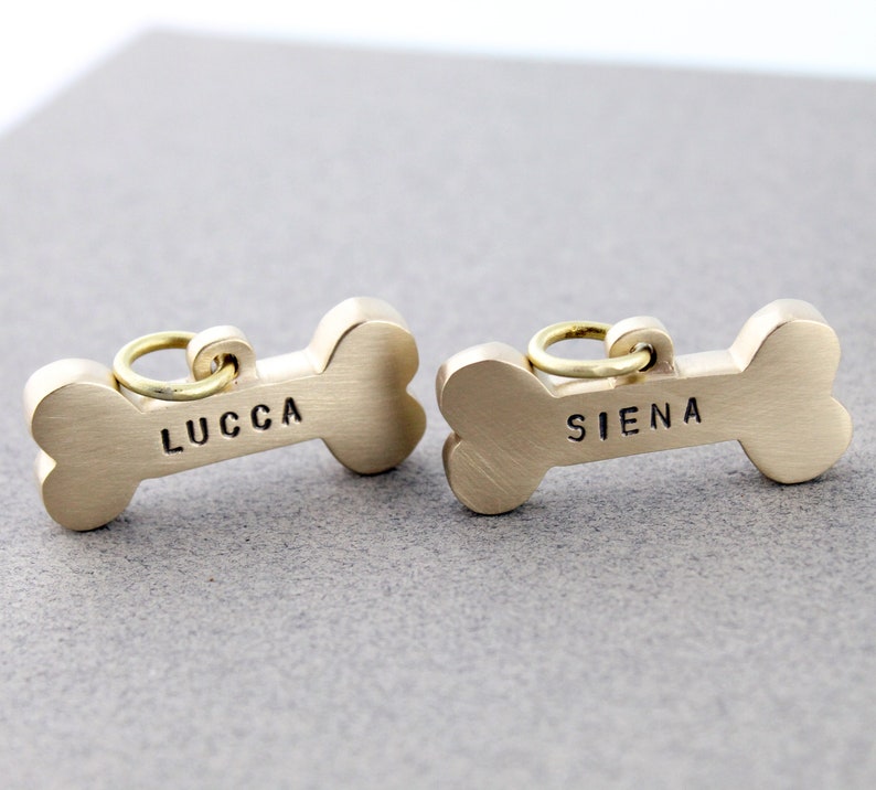 Personalized Bone Dog Tag ID for Collar with Stamped Front Name