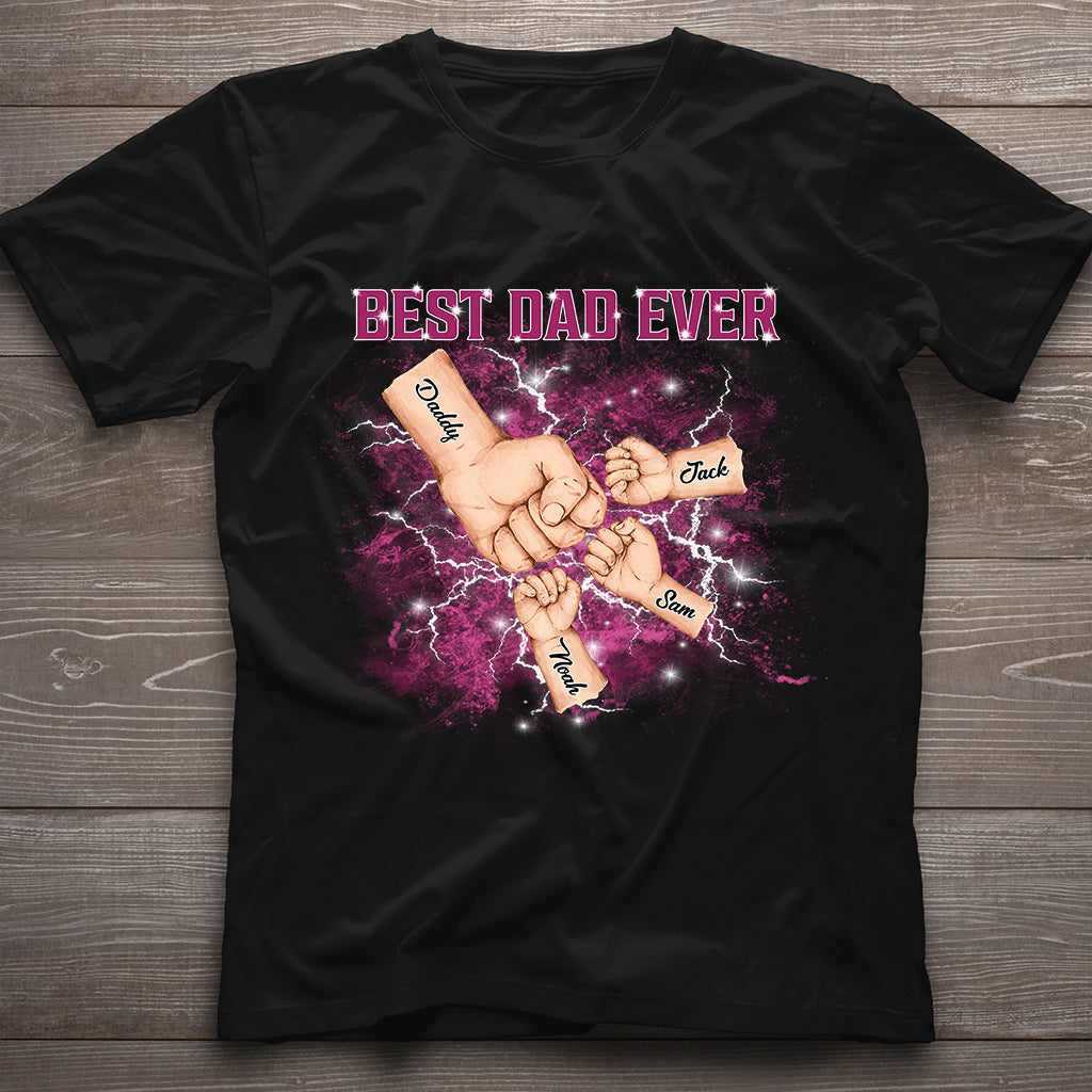 Best Dad Ever Bootleg Father & Kids Fist Bump - Personalized Father T-shirt And Hoodie Gift For Father