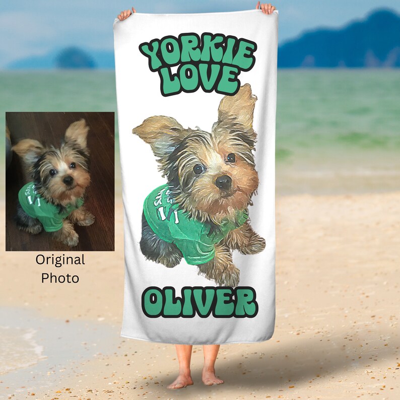 Custom Pet Photo Beach Towel, Pet Photo, Beach Trip Custom Towel