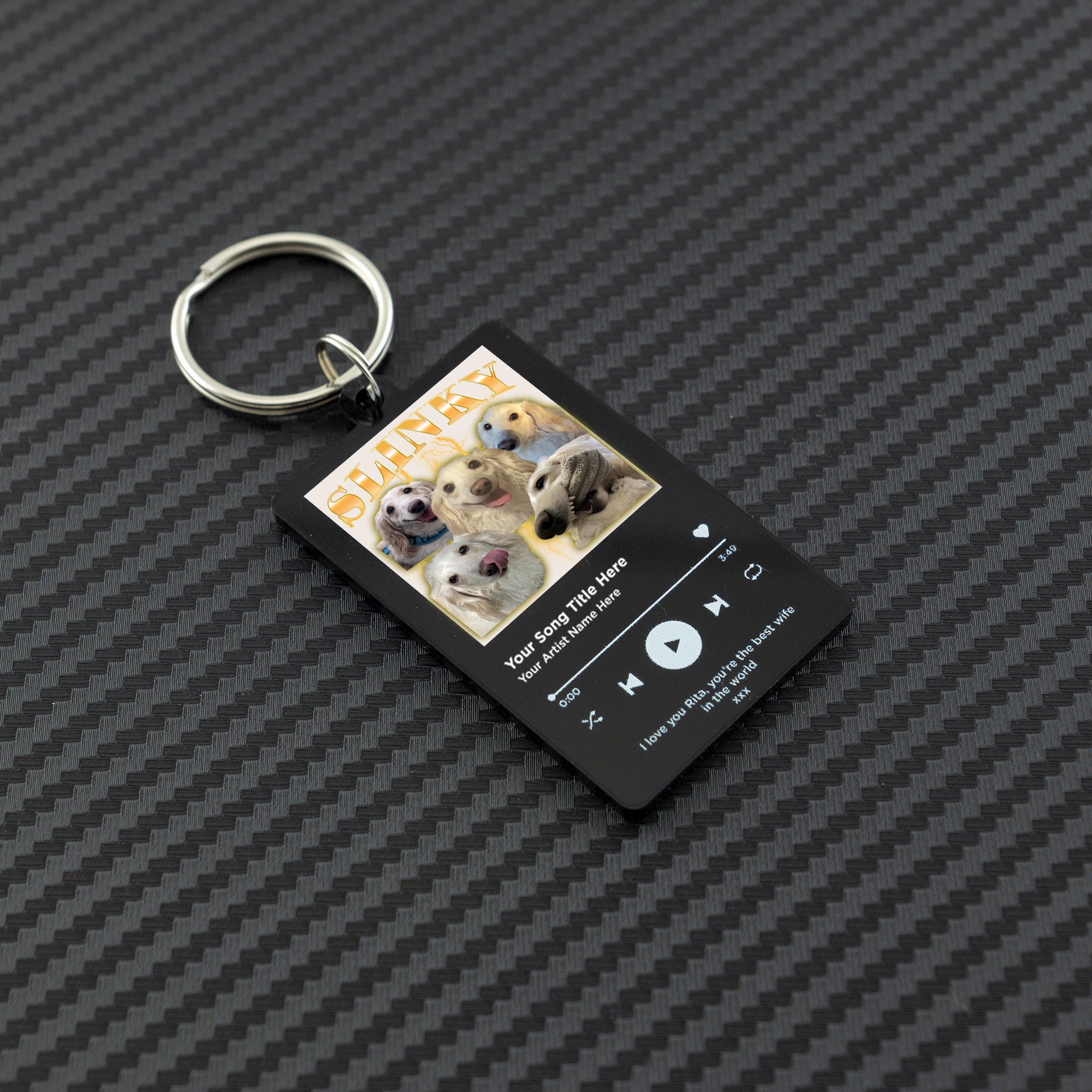 Custom Pet Photo Bootleg Rap 90s Style Keychain with Song Player