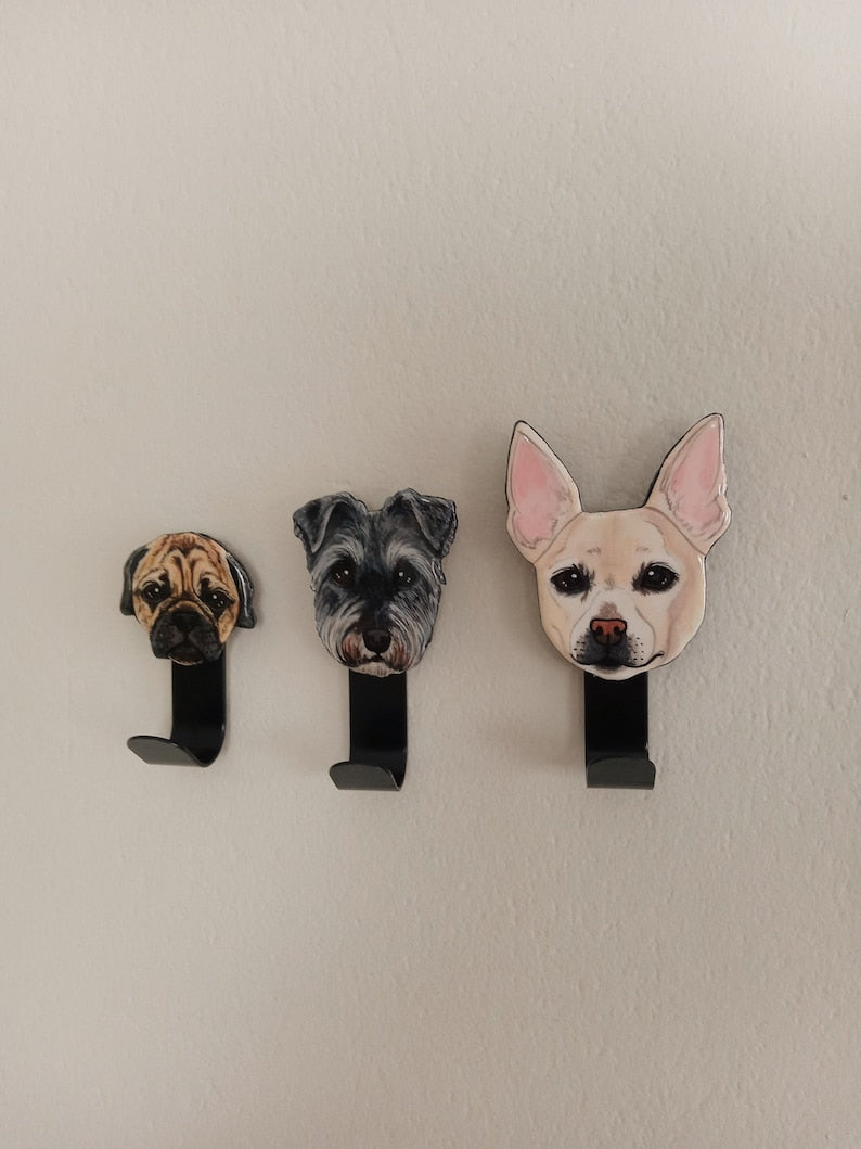 Custom Pet Portrait Leash Hanger