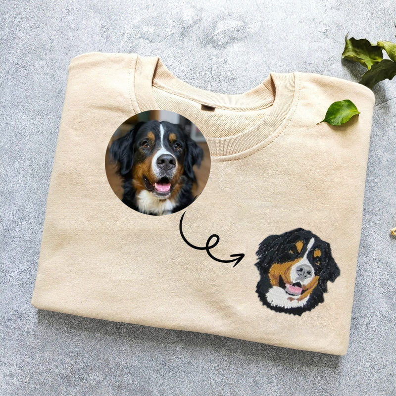 Personalized Pet Portrait Embroidered Center Sweatshirt