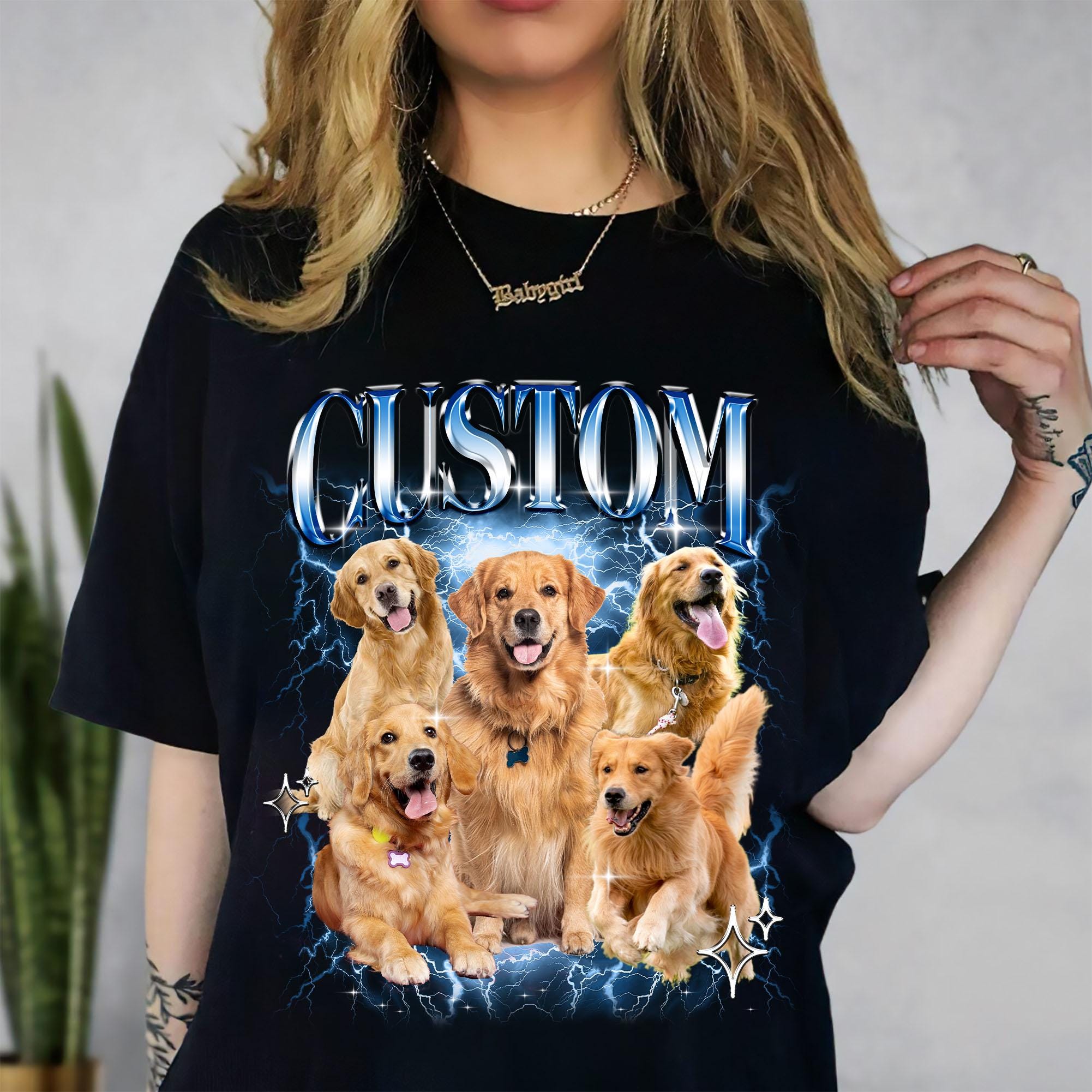 Personalized Retro Dog Shirt, Custom Pet Tee, 90s Style Dog Unisex T-Shirt Sweatshirt Hoodie