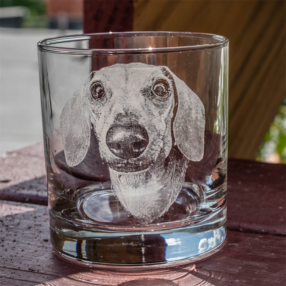 Custom Pet Picture Rocks Glass Father's Day Personalized Whiskey Glass