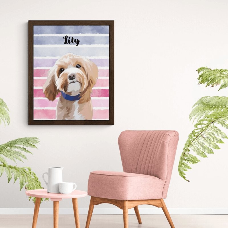 Custom Illustrated Personalized Pet Portrait Canvas Custom Pet Portrait Art