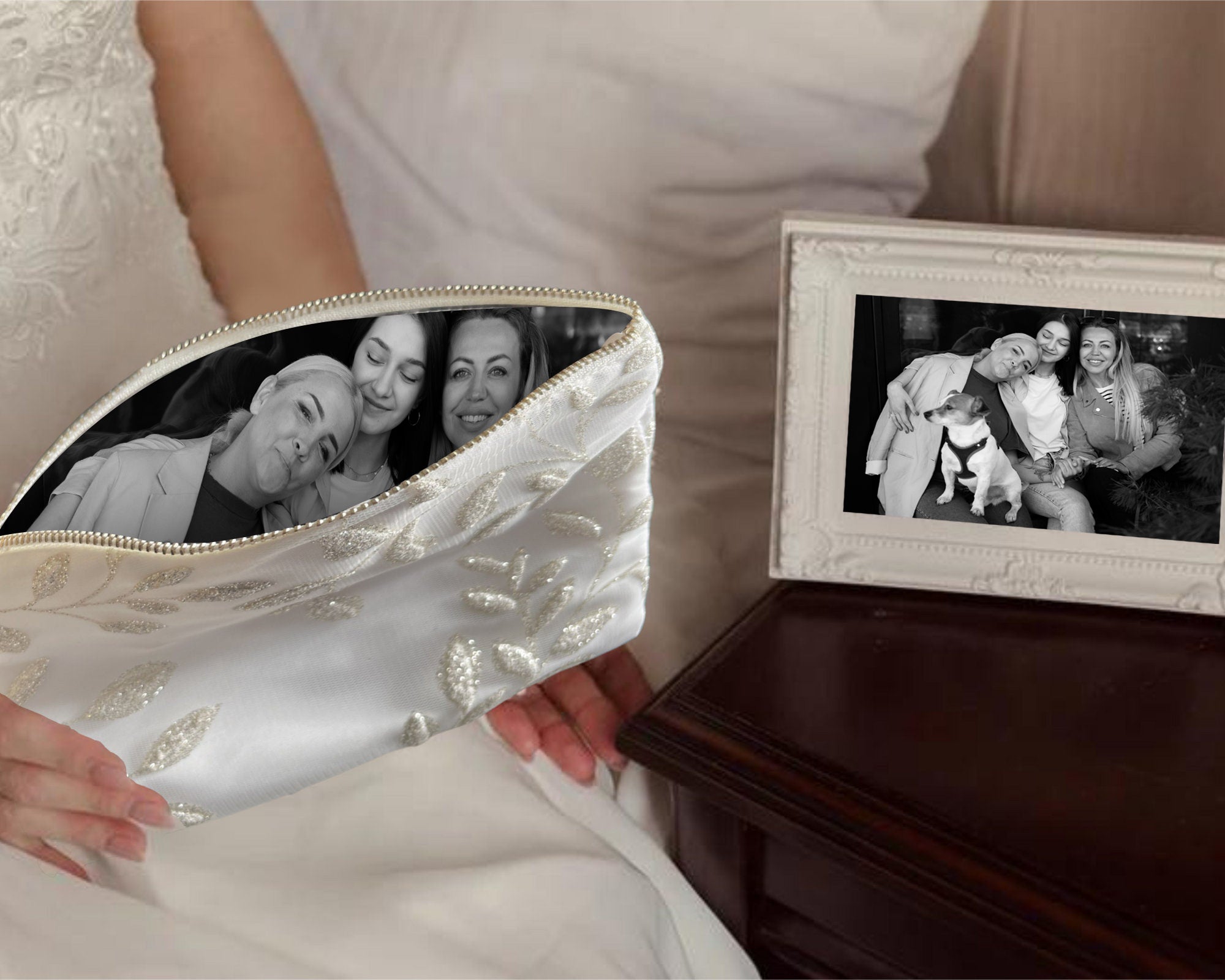 Custom Wedding Photo Lining Purse, Wedding Clutch Custom Photo Purse Gift