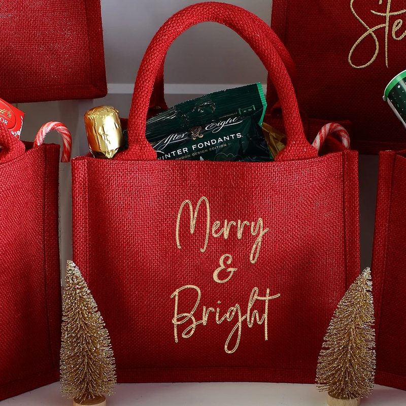 Merry & Bright Embroidery Gift Bag