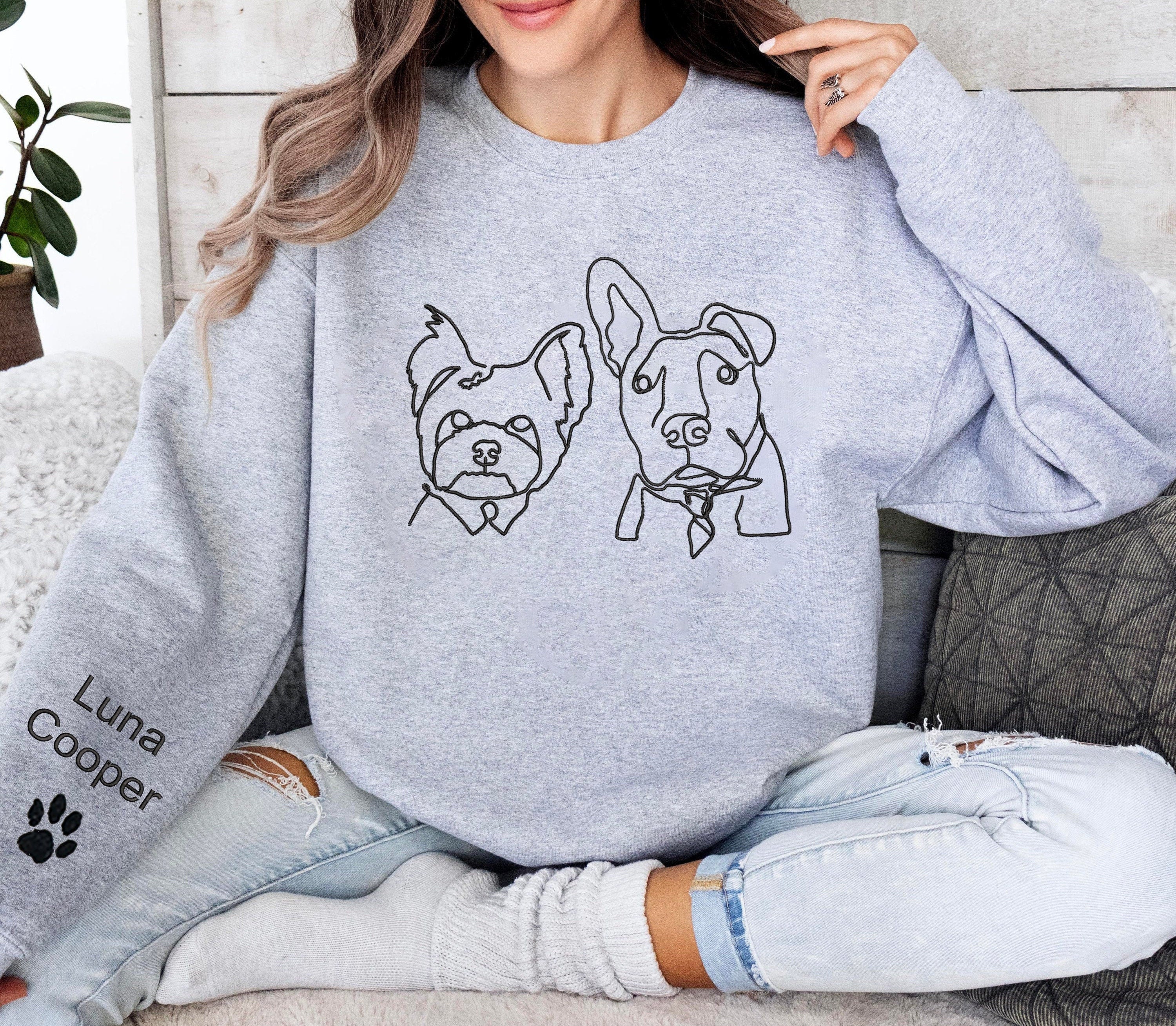 Personalized Embroidered Dog Hoodie, Custom one-line Pet Sweatshirt