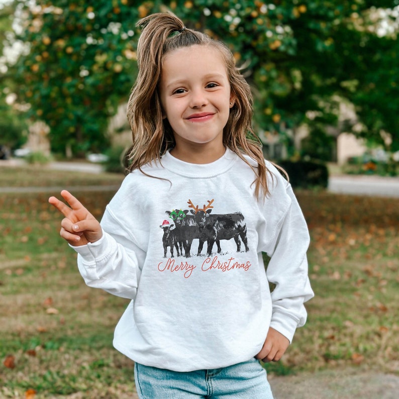 Cow Christmas Farm Animals Holiday Christmas Sweatshirt For Kid Youth