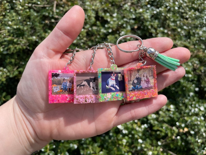 Custom Pet Photo Resin Photo Keychain Keepsake Keychain