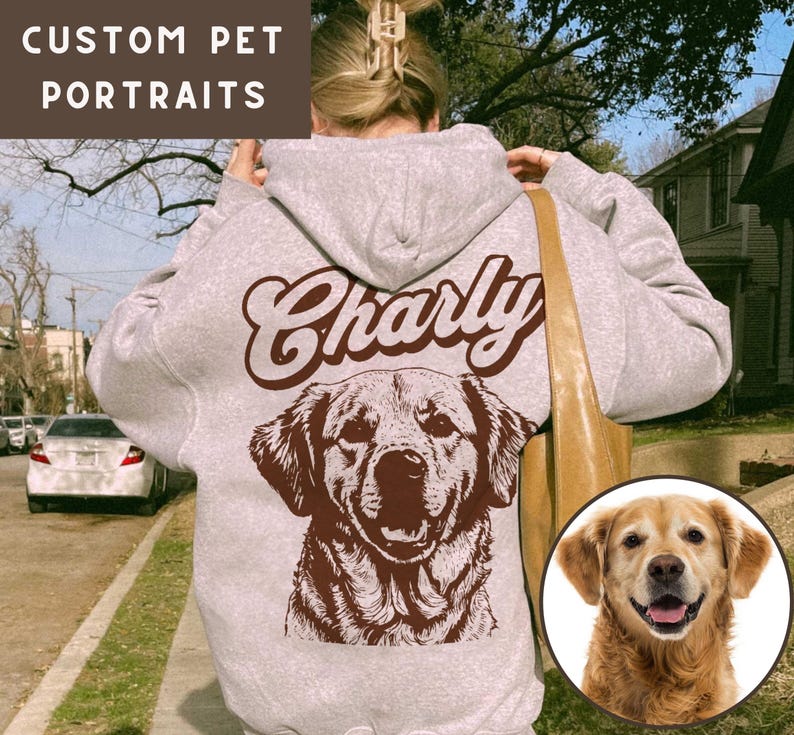 Custom Pet Hoodie Sweatshirt From Photo,  Pet Dog Face Print On T-shirt Sweatshirt Hoodie Back