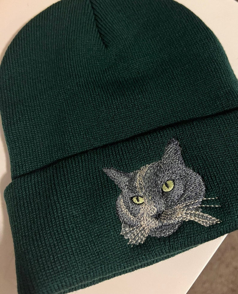 Custom Pet Face Embroidered Beanie Winter Beanie Hat