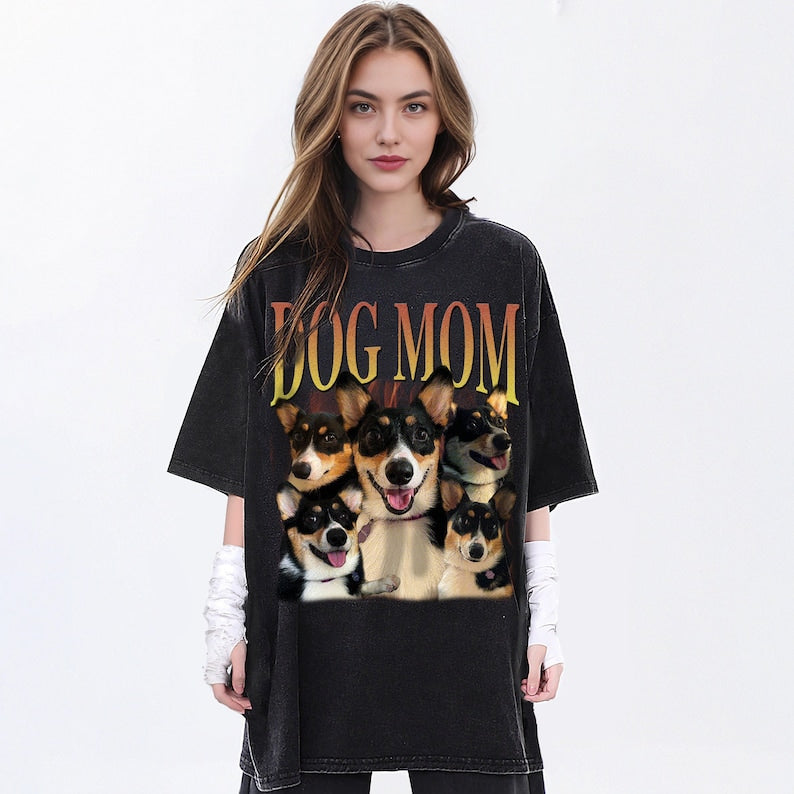 Custom Dog Mom Bootleg Retro 90's Tee Sweatshirt Hoodie