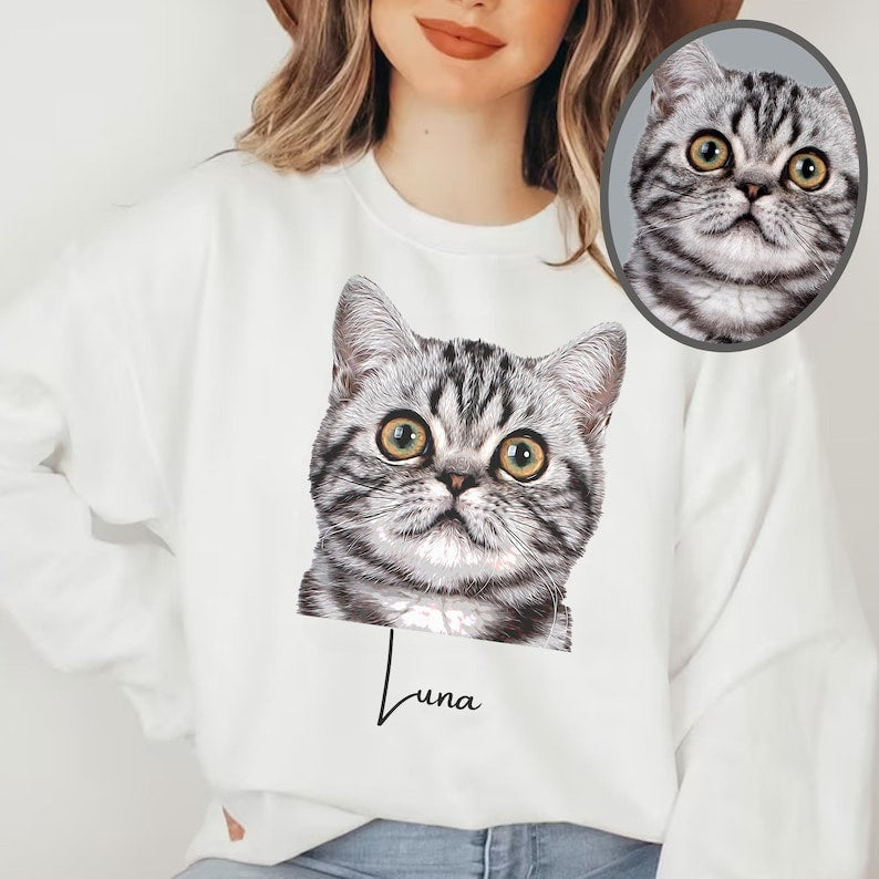 Personalized Dog&Cat Photo Sweatshirt,Custom Print Hoodie T-shirt