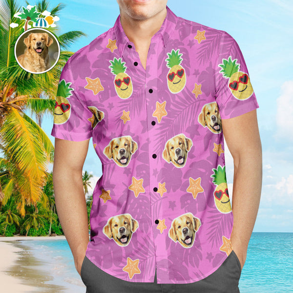 Custom Face Men Hawaiian Shirts Pineapple Aloha Hawaiian Shirt With Your Pet Face