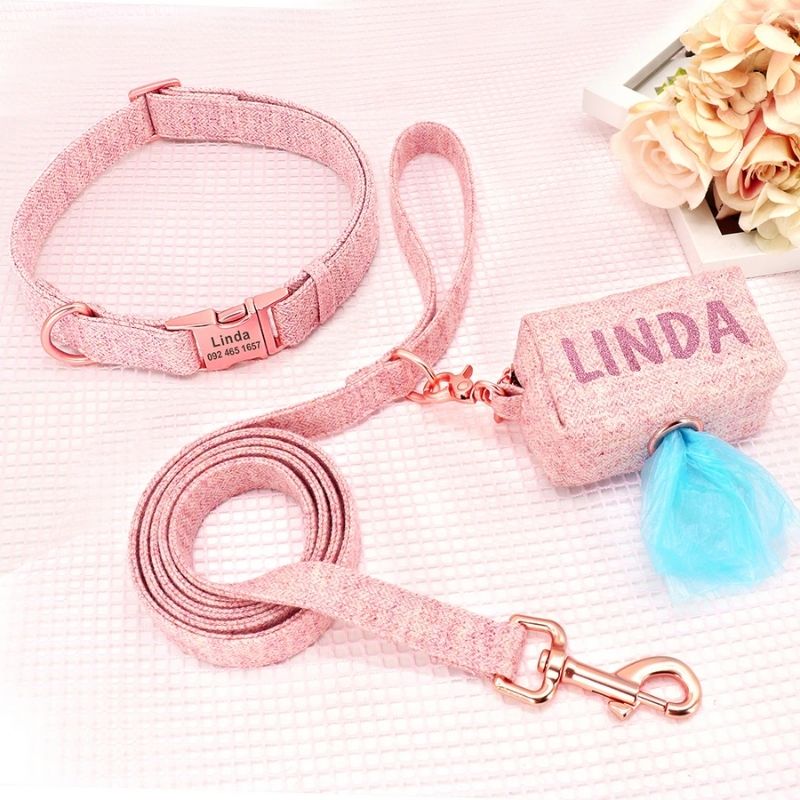 Custom Dog Collar and Leash Set with Custom Bag