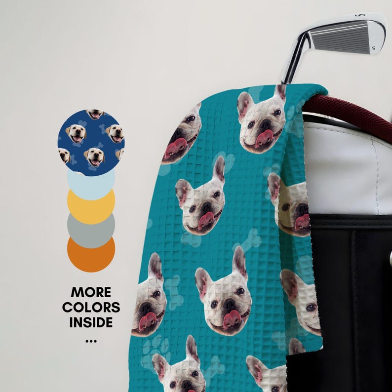 Personalized Pet Golf Towel - Funny Dog Face Photo on Golf Towel