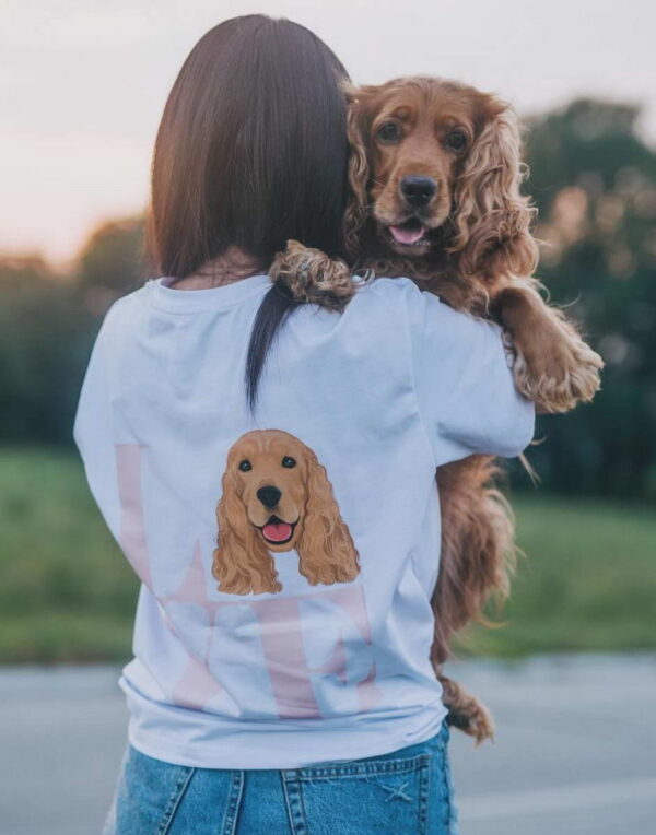 Custom LOVE Dog Pet Portrait Print Front and Back Sweatshirt Hoodie T-shirt