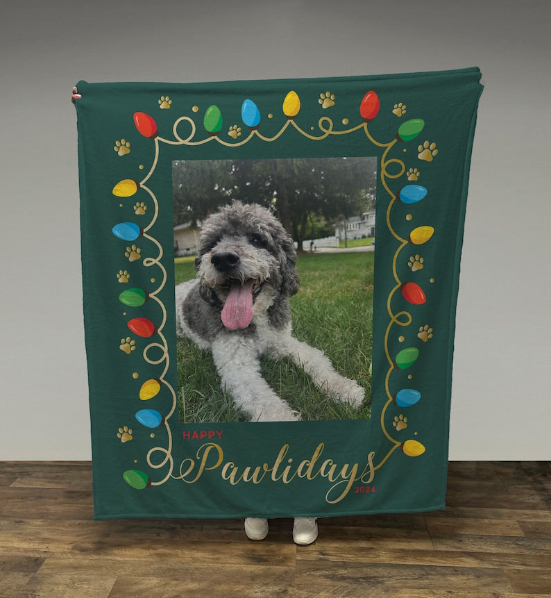 Personalized Dog Portrait Throw Blanket, Custom Pet Blanket, Christmas Gift