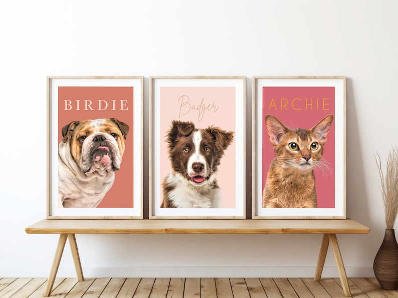 Custom Pet Portrait From Photo Canvas- Pet Memorial Art Custom Pet Portrait Art