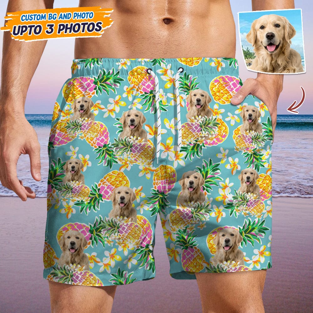 Upload Pet Photo With Pattern Men's Beach Short