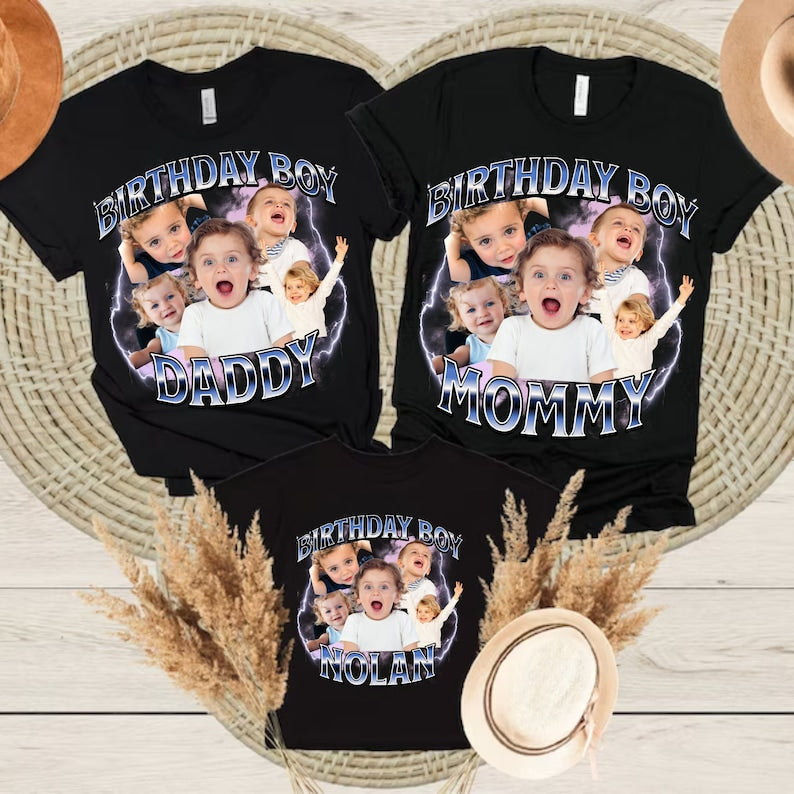 Personalized Kids Birthday Photo T-shirt, Custom Bootleg Photo Toddler T Shirt,Custom Kid Birthday Family Matching shirts,Custom Toddler tee