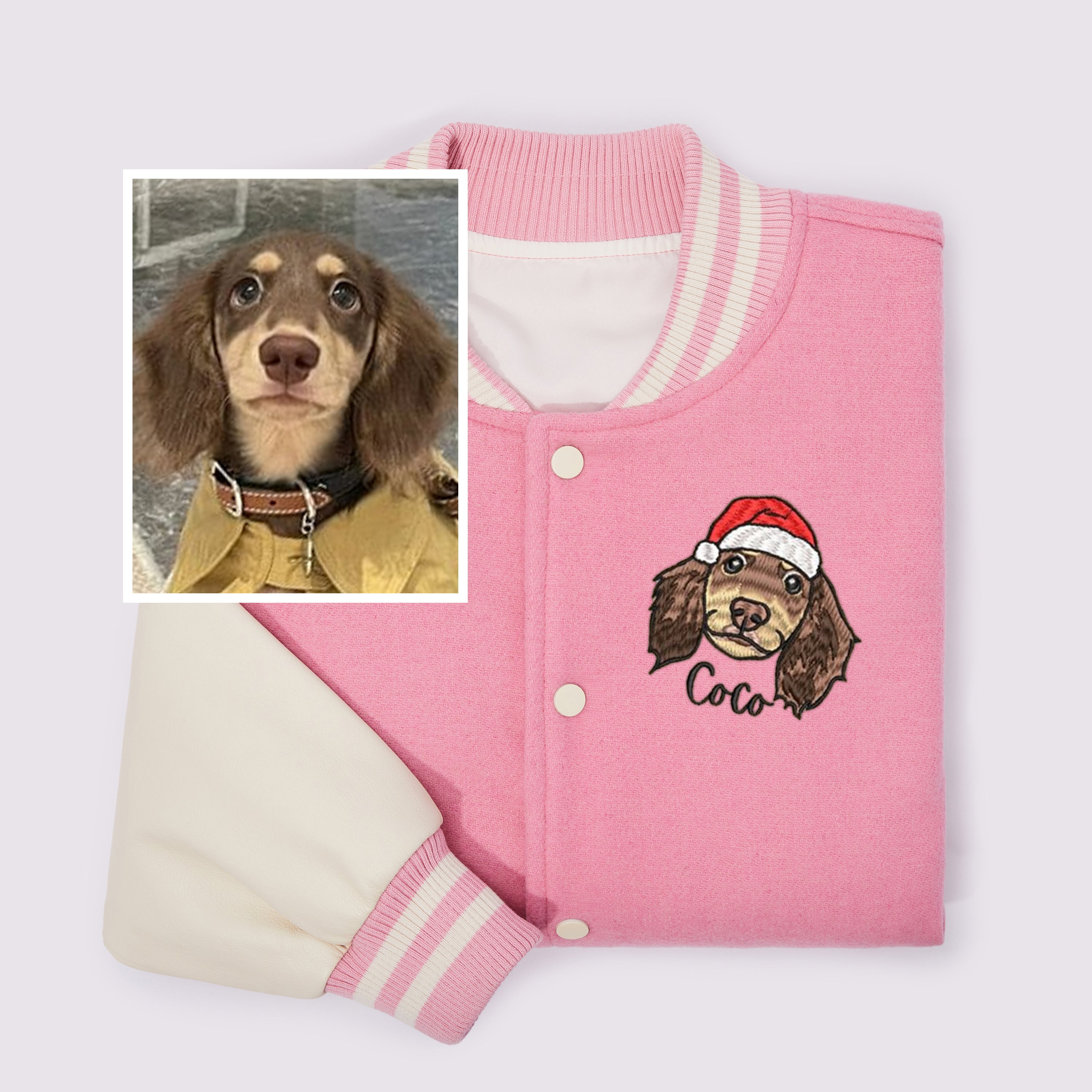 Custom Embroidered Outline Pet Portrait Christmas Jacket